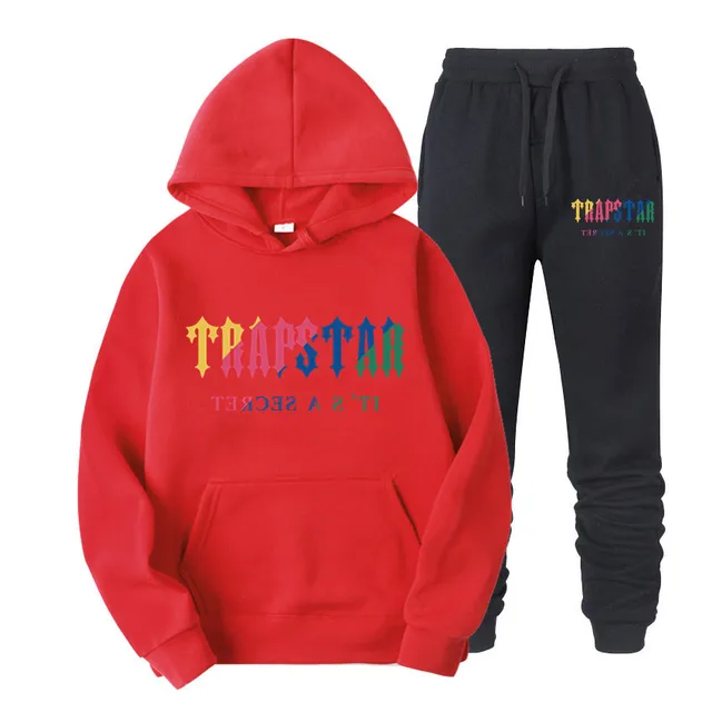 2022 New Brand TRAPSTAR Printed Sportswear Men 14 colors Warm Two Pieces set Loose hoodie sweatshirt + pants set Hoodie jogging 5