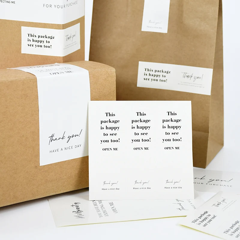 50sheets White Paper Stickers Thank You for Your Purchase Labels Gift Bags Boxes Sealing Sticker Small Business Package Supplies