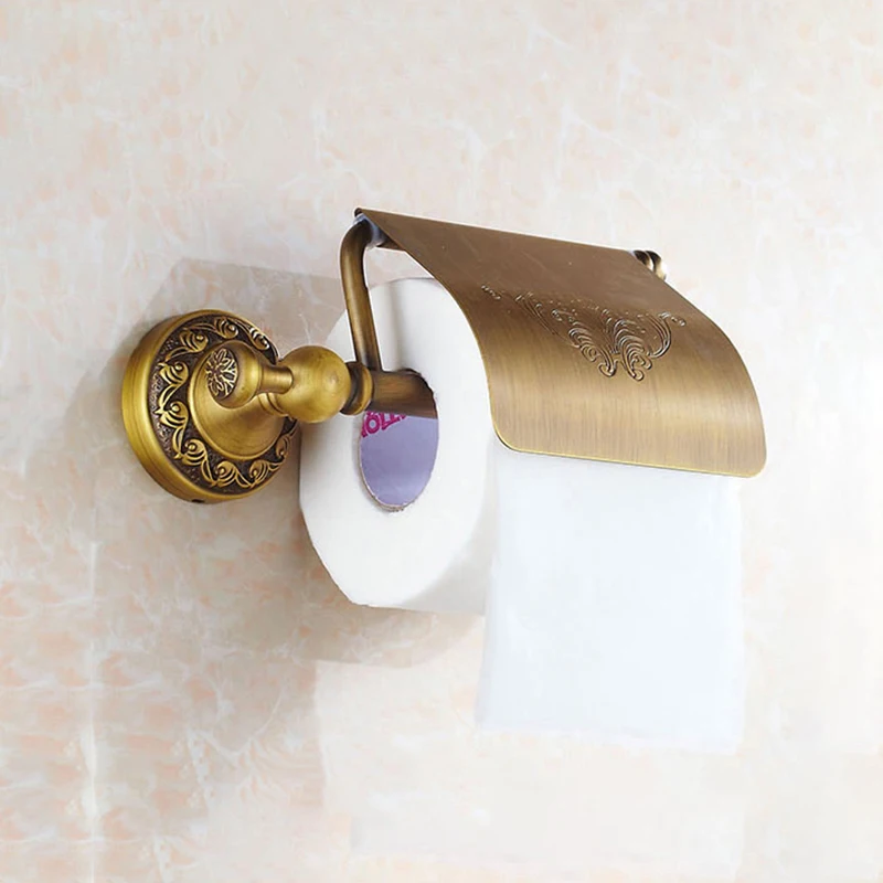 Paper Holders Solid Brass Antique Bronze Towel Paper Roll Holder Rack Wall Bathroom Accessories Tissue Holder 3708F