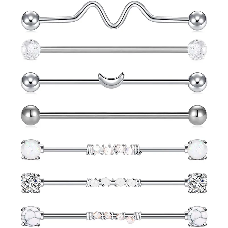 Piercing Jewelry Body Piercing Earrings Ear Piercing Jewelry 9PC Stainless Steel Heart Industrial Piercing Set