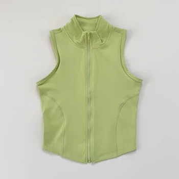Sleeveless sports vest, quick-drying vest, women's sports crop top, stand-up collar zipper exercise vest 1