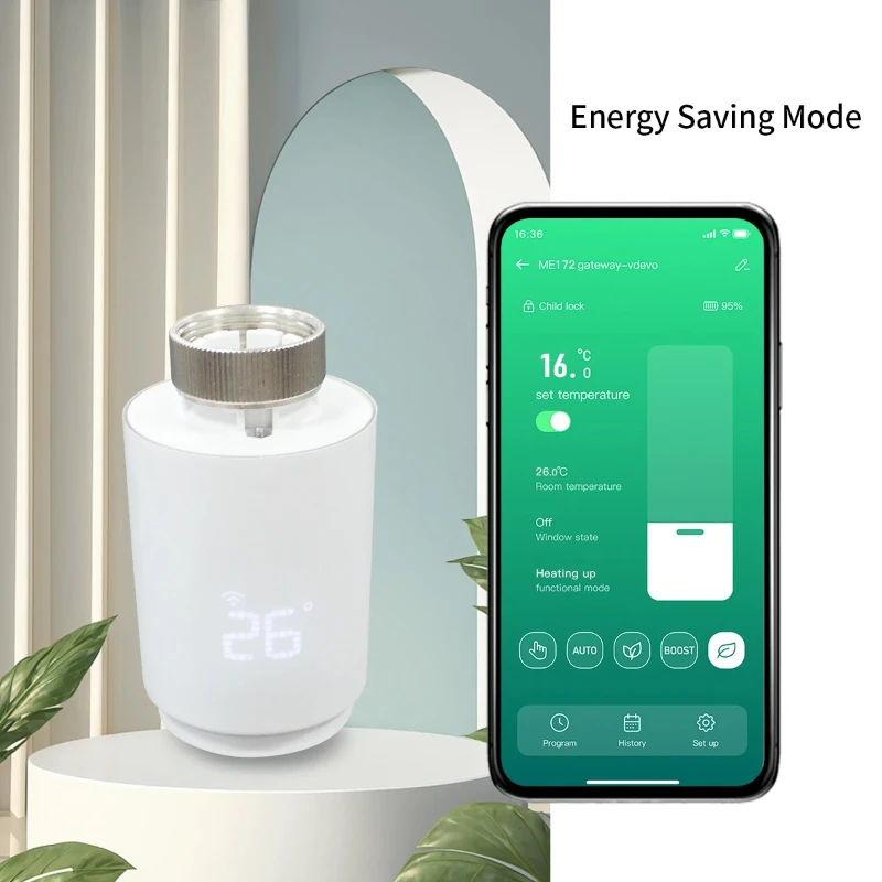 วาล์วควบคุมอุณหภูมิหม้อน้ำ Tuya Smart Home Zigbee 3.0  เทอร์โมสตัทหม้อน้ำ Zigbee วาล์วควบคุมอุณหภูมิ Zigbee รองรับ Alexa และ Google Home 1