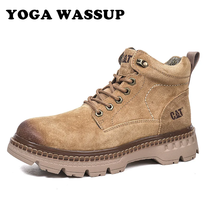 

YOGA WASSUP-High Quality Men's Leather Boots, Men's Casual Motorcycle Boots, Men's Lace-Up Basic Boots, Fashion Walking Shoes