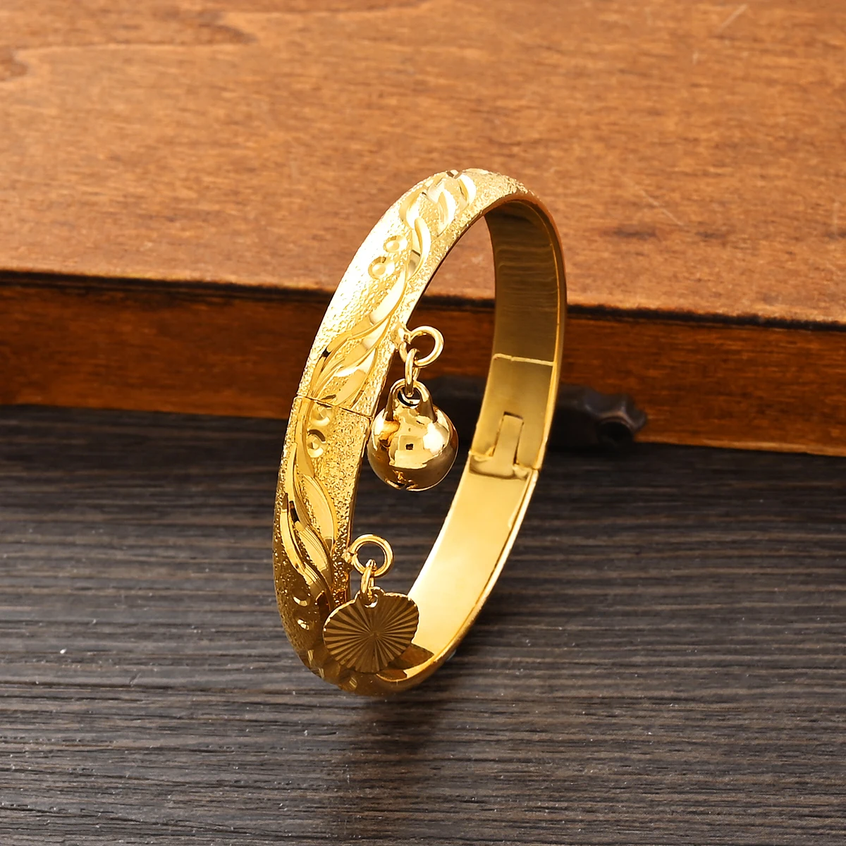 4PCS Gold/Silver Color Openable 45MM*8CM Baby Bangle Arab Ethnic Flower Dubai Kids Bracelet Child Jewelry Birthday Party Gifts 2