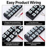 TB1503 Dual Row Thick Copper Screw Terminal Block Flame Retardant Grounding Wire Connector Strip 600V 15A Electrical Junction 6