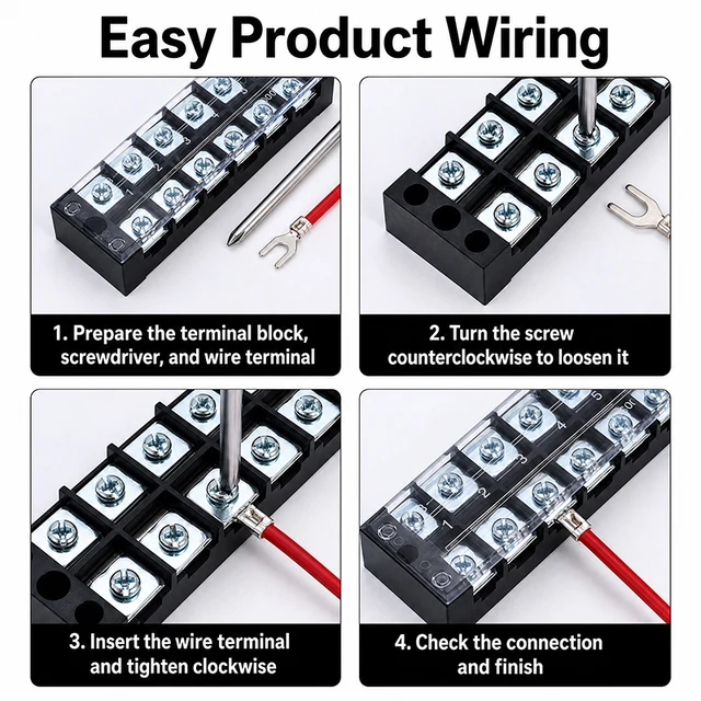 1Pcs TB4503 45A 600V Dual Row Barrier Screw Terminal Block Strip Wire Connector Insulated DIY Electrical Fix Fence High Quality 2