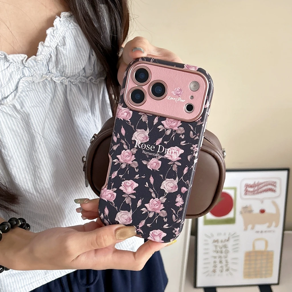 Vintage Rose Totem Lace Design Shockproof Phone Case with Camera Lens Protection
