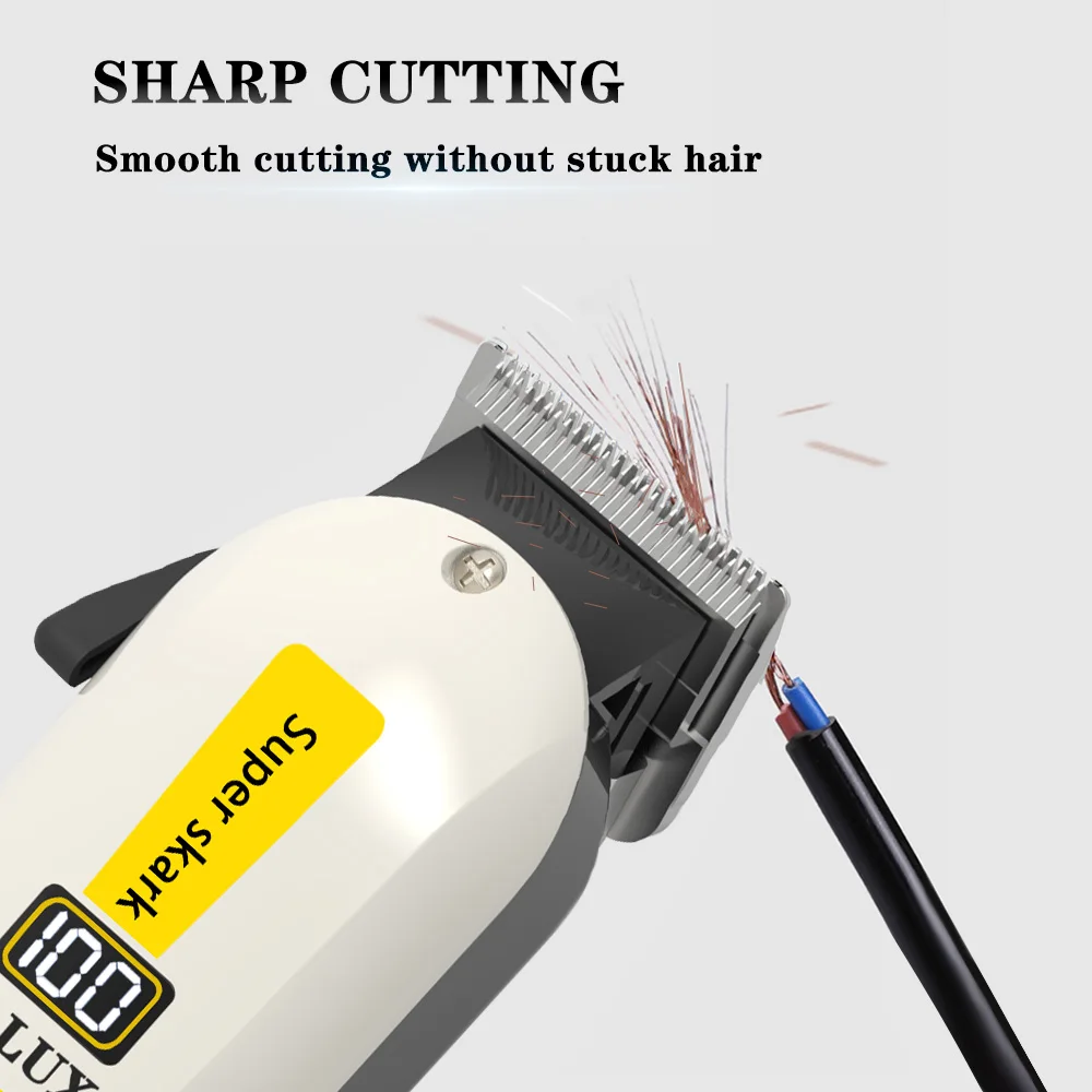 Tagliacapelli professionale per barbiere, batteria al litio, ricaricabile tramite USB, display LCD, rasoio per barba da uomo, per tagliare i capelli_voghion.com