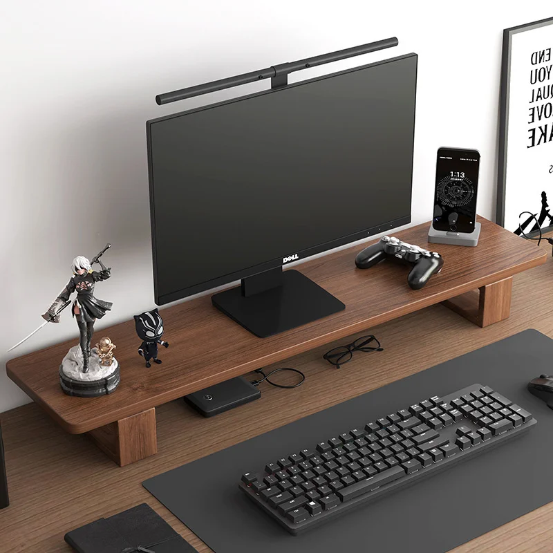 

Display Heightened Shelf Computer Desk Solid Wood Computer Screen Heightened Storage Rack Desktop Storage Bracket Low Tables