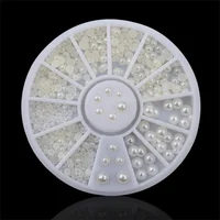 DIY 2mm 3mm Wihte Semicircle Pearl Nail Glitter Nail Rhinestones Wheel Nail Art Decorations Makeup Tools 1