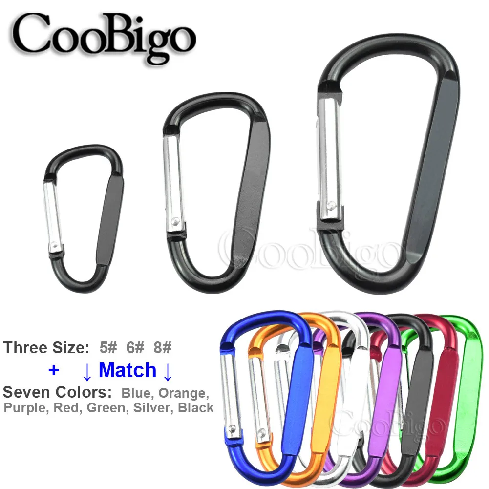 BLUE CARABINER 3 Aluminum D-Ring KEYCHAIN Spring Clip Snap Hook