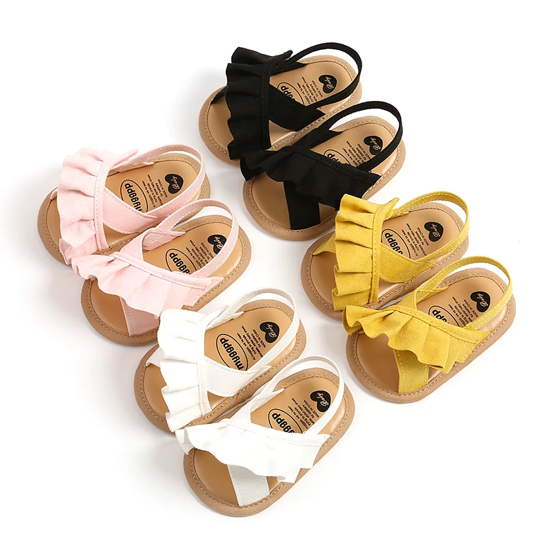 

Fashion Newborn Baby Girls Sandals Cute Ruffle Flats Non-Slip Soft Sole Infant First Walkers Shoes Summer Kids Footwear
