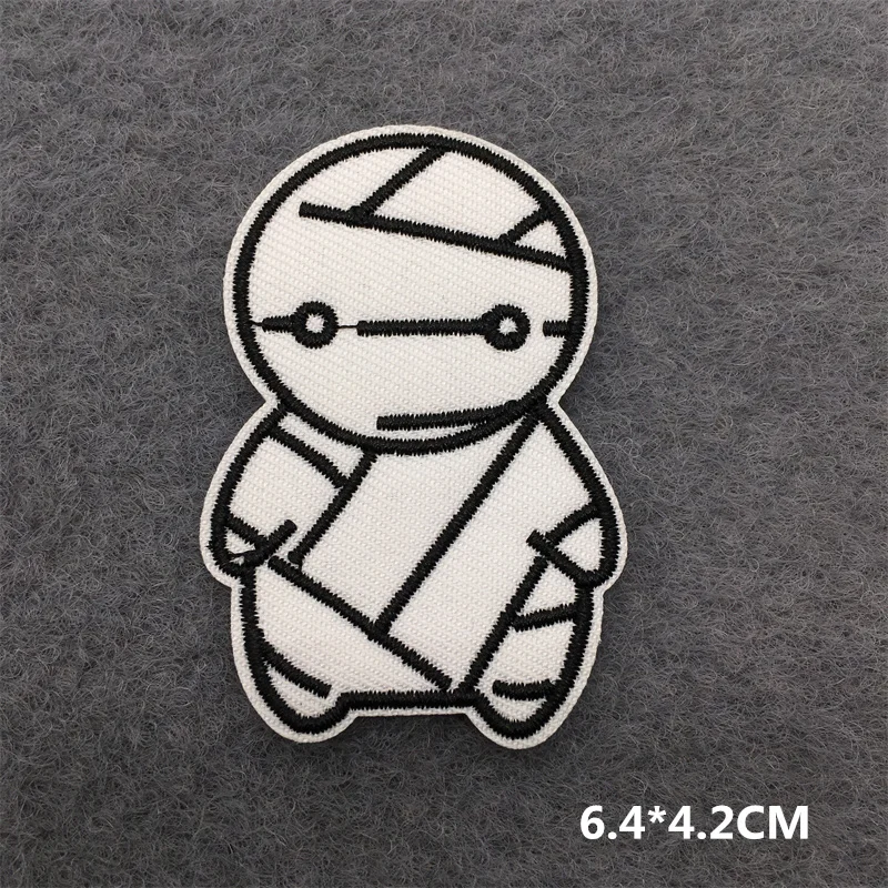 Black and White Ghost Zipper Embroidered Iron-On Punk Patches