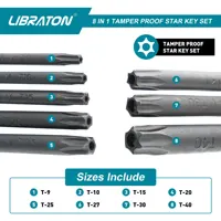 LIBRATON 8 in 1 Folding Allen Wrench Set Metric Allen Key Set Tool Or Folding Tamper Proof Torx Key Set Portable Star Wrench Kit 3
