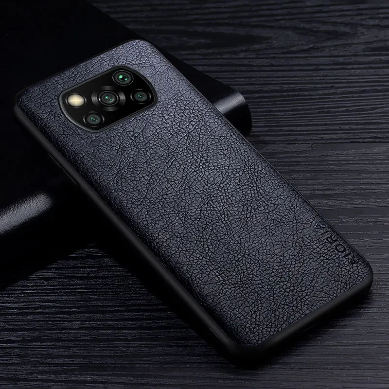 Premium Retro Litchi Leather Back Cover - Business Style Phone Case