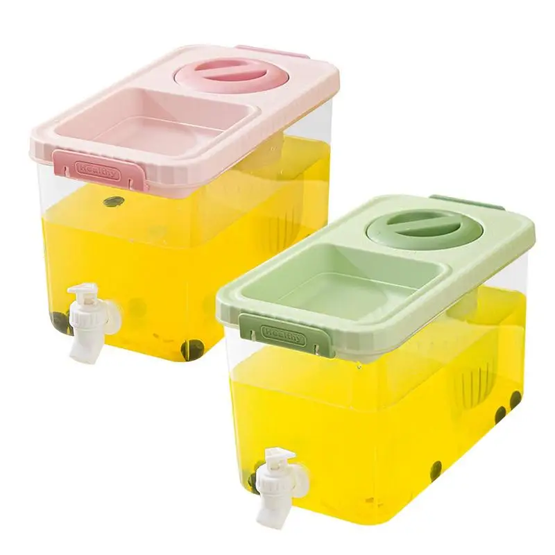 

Refrigerator Cold Kettle Drink Dispenser With Faucet 4L Fruit Teapot Large Capacity Iced Beverage Dispenser For Camping Travels
