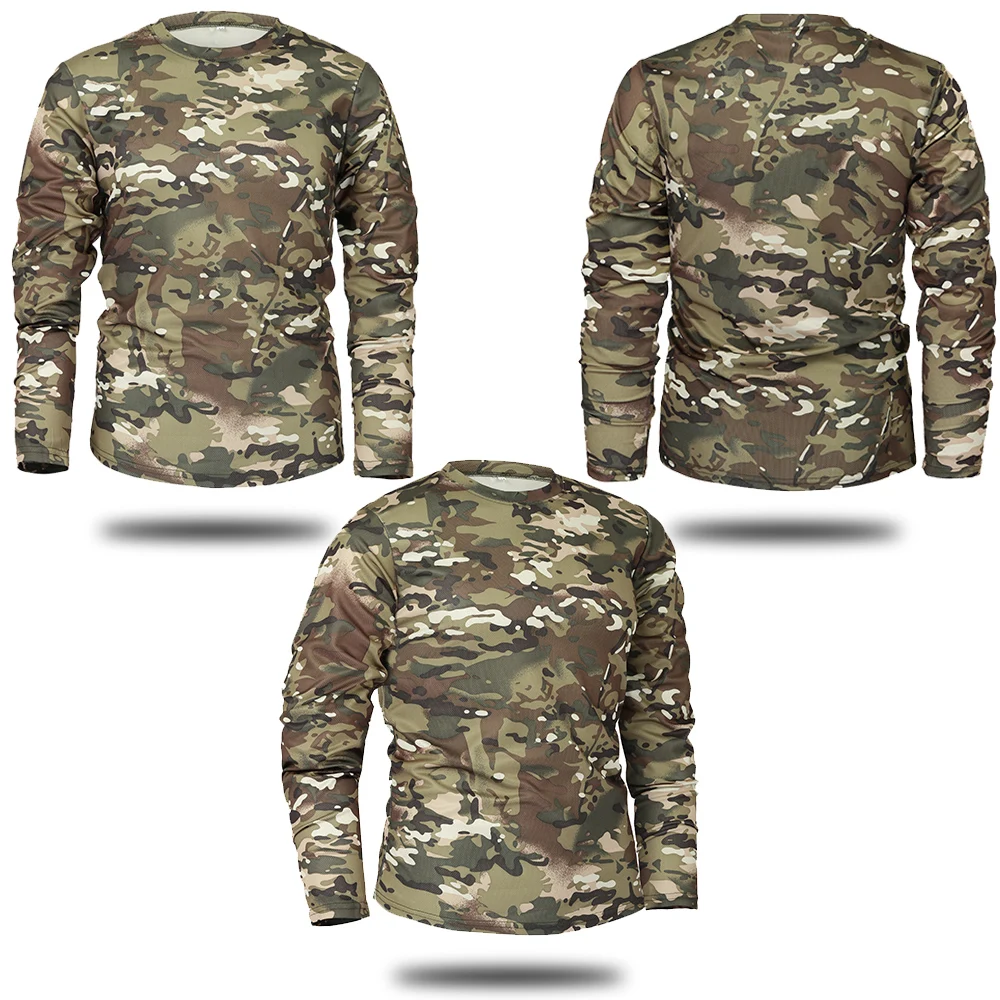 T-shirt mimetica tattica a maniche lunghe da uomo primavera e autunno camicia militare ad asciugatura rapida materiale imitazione cotone