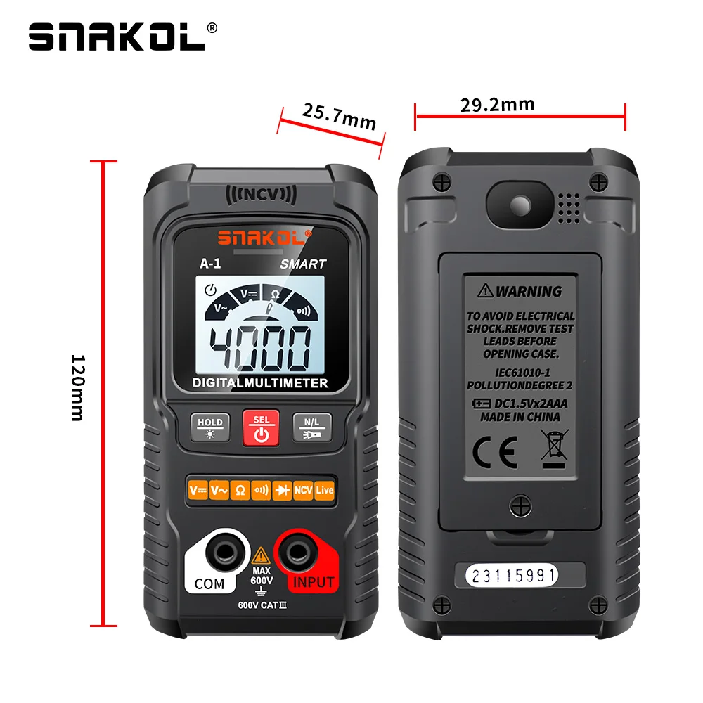 Digital Multimeter AC DC NCV Smart Multimeters Multimetro Ohm Voltage Meter Auto Range 600V Electrician Tester