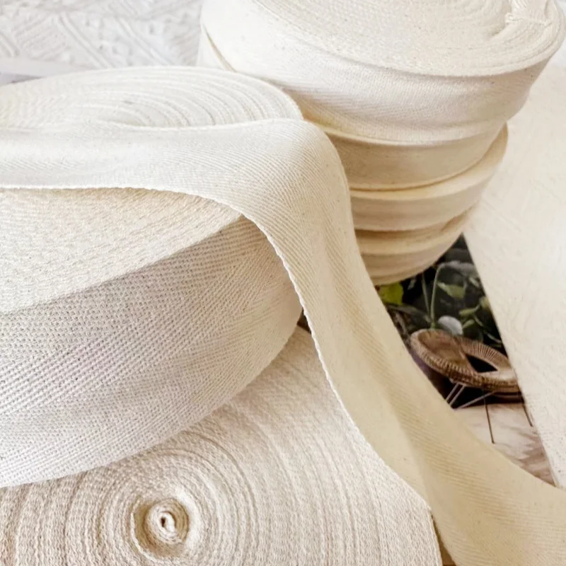 Cotton Herringbone Webbing Tape 5yards 10/15/20/25/30/40/50mm For Garment