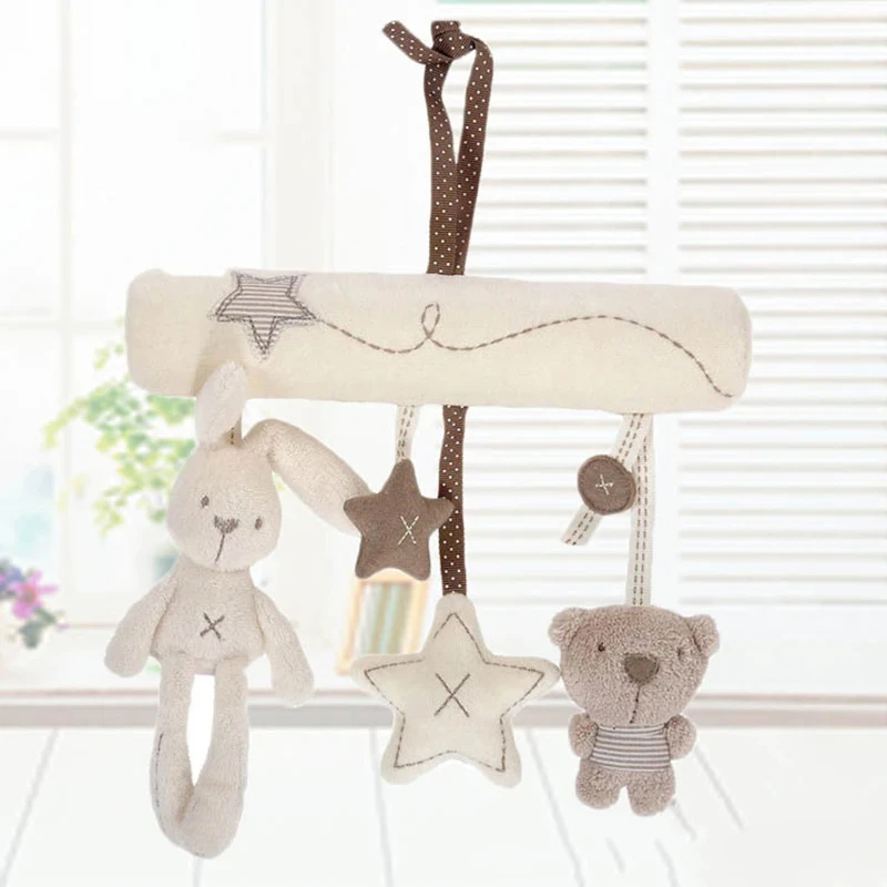 2024 New Hanging Bed Rabbit Baby Hand Bell Safety Seat Plush Toy Multifunctional Plush Toy Stroller Mobile Gifts 5