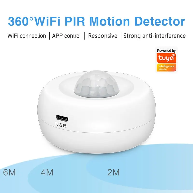 

WiFi Smart PIR Motion Detection Sensor Tuya TY019 Security Burglar Alarm Sensor Smart Life App Control Support Alexa Google Home