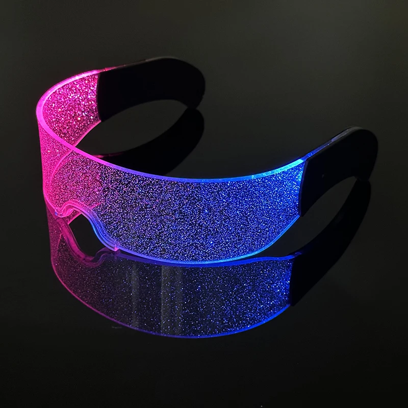 LED-Technologie-Brille, cooles Konzert, DJ-Zubehör, bunte leuchtende futuristische transparente Brille, bunte Roboter-Stern-LED-Brille – Detail 10