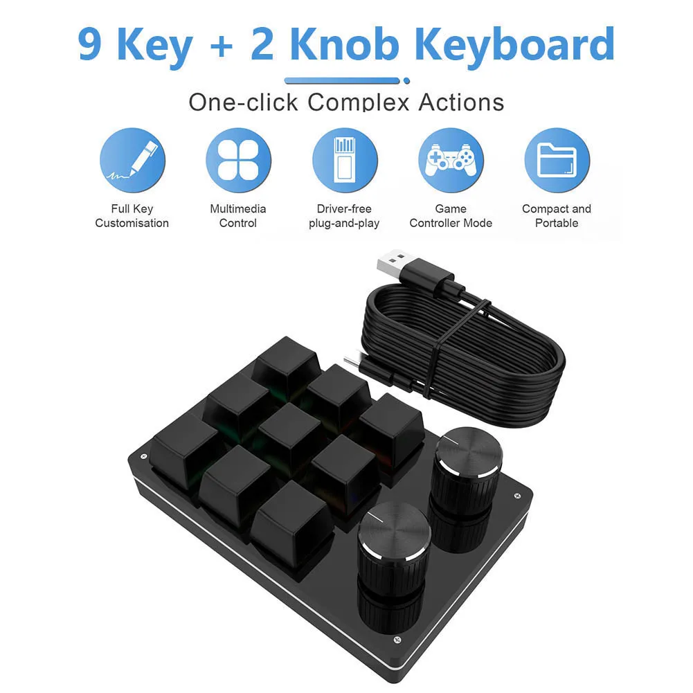 Mini clavier mécanique en métal à bouton personnalisé, Kit AD à 9 touches,  type-c de conception, échange à chaud, testeur d'arbre rvb Kepad -  AliExpress