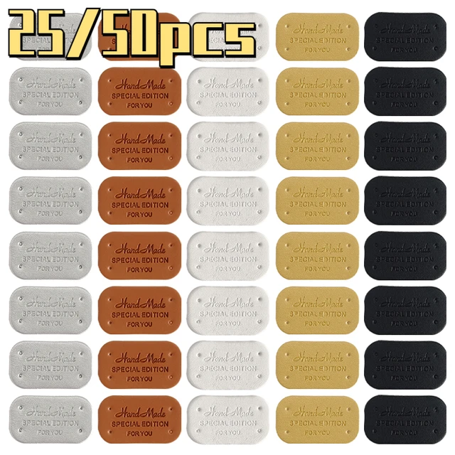 25/50Pcs Small Handmade Leather Clothing Labels for Gift Hat Sewing Leather Tags Hand Made Leather Skin DIY Decorative Tags 1