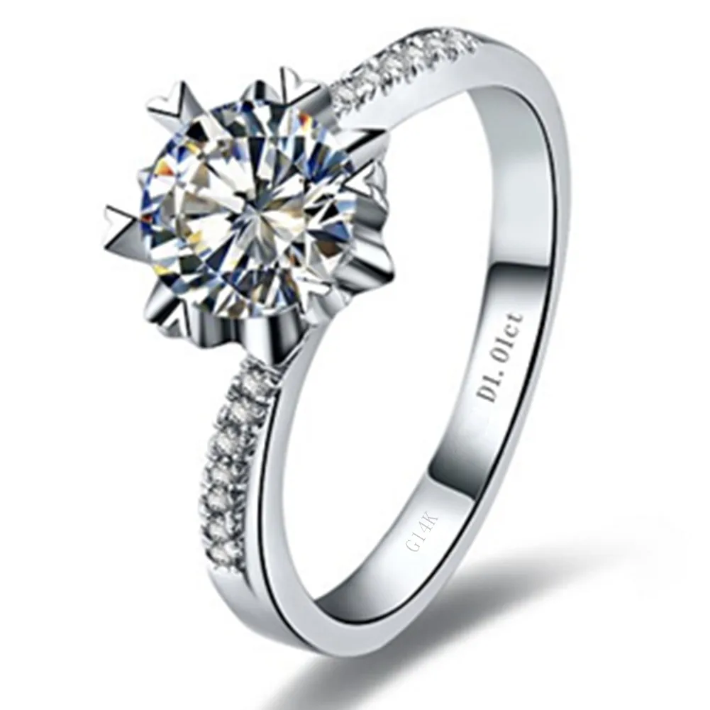 

AU585 Jewellery 0.5/1/2Ct D 5.0-8.0mm Moissanite Engagement Rings 14K White Gold Wedding Ring Top Quality Last Forever