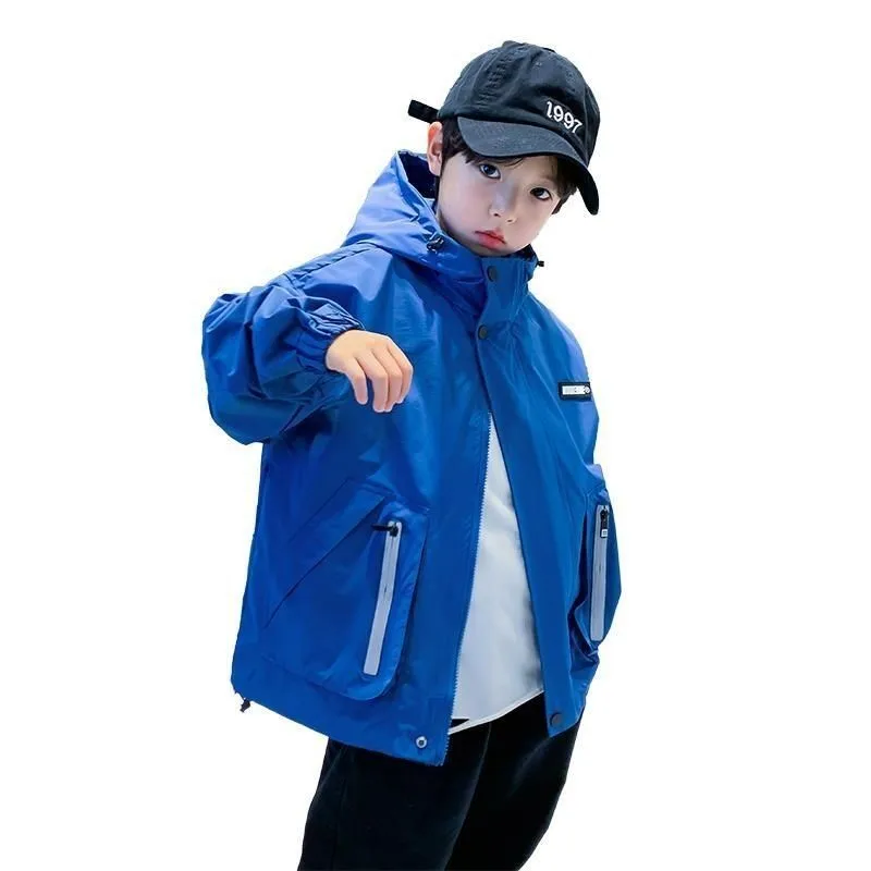 

2023 Big Size Spring Teenager Boys Coats Casual Outdoor Hooded Sweatshirt For Kids 4-14Year Handsome Children Windbreaker Jacket