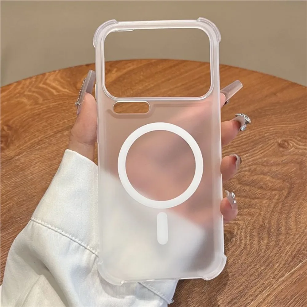 Trendy Matte Soft Frosted Clear Magnetic Shockproof Phone Case with Four-Corner Protection