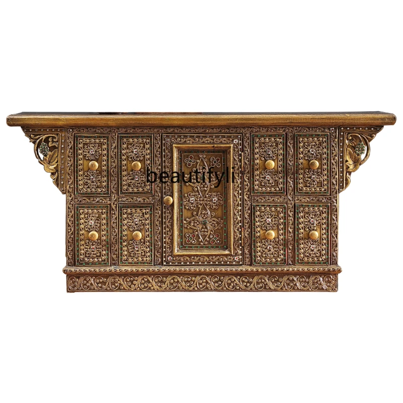 

CXH Living Room Solid Wood Retro TV Cabinet Small Apartment Hallway Cabinet