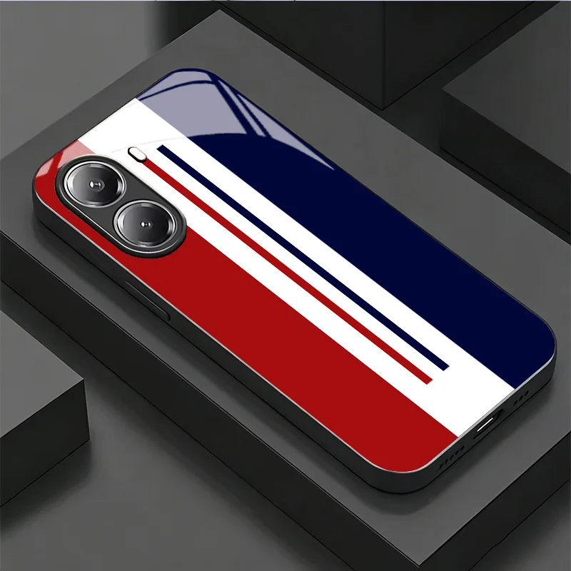 Luxury Sports Line Cool Stripe Tempered Glass Phone Case