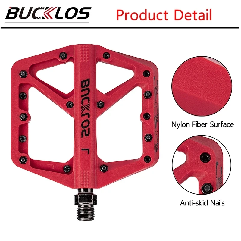 BUCKLOS Durable Nylon Flat Bike Pedals with Sealed Bearings