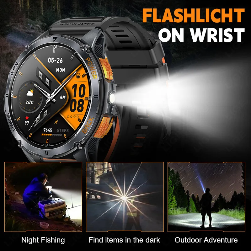 Fashion GPS Watch AMOLED Smart Watch Men BT Call 530mah Large Battery Outdoor Compass Sports Health Monitor Man Smartwatch 2026