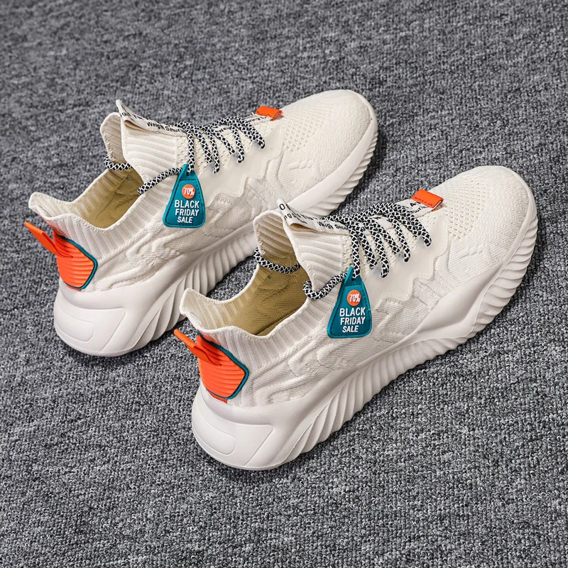 2023 New Arrival Men's Sneakers Knitted Breathable Male Sport Shoes Comfortable Boys Tenis Shoe High Top Man Running Shoes