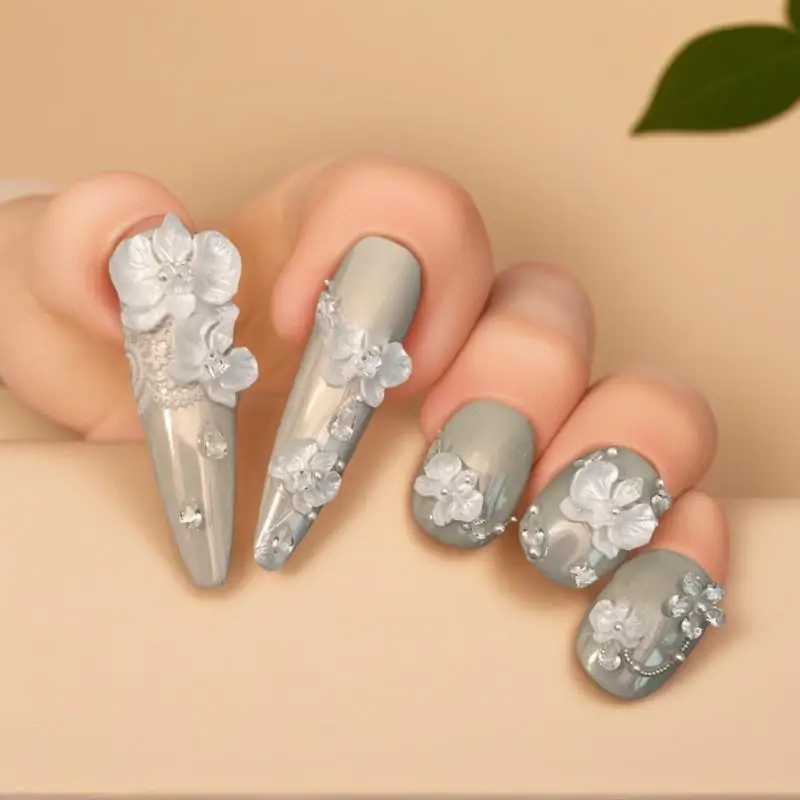 1PC 팔레놉시스 꽃 실리콘 네일 몰드 DIY 달콤한 나비 난초 꽃 디자인 매니큐어 템플릿 조각 네일 아트 몰드 도구