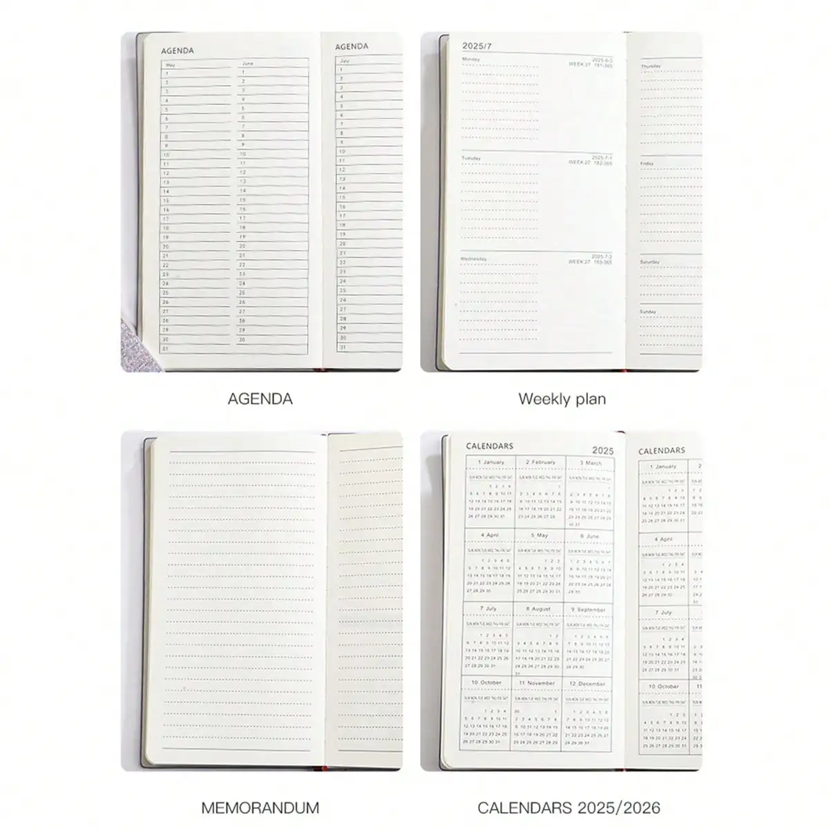 1Pc English Notepad Student A6 Agenda Book Color 365 Days Portable Pocket Notepad