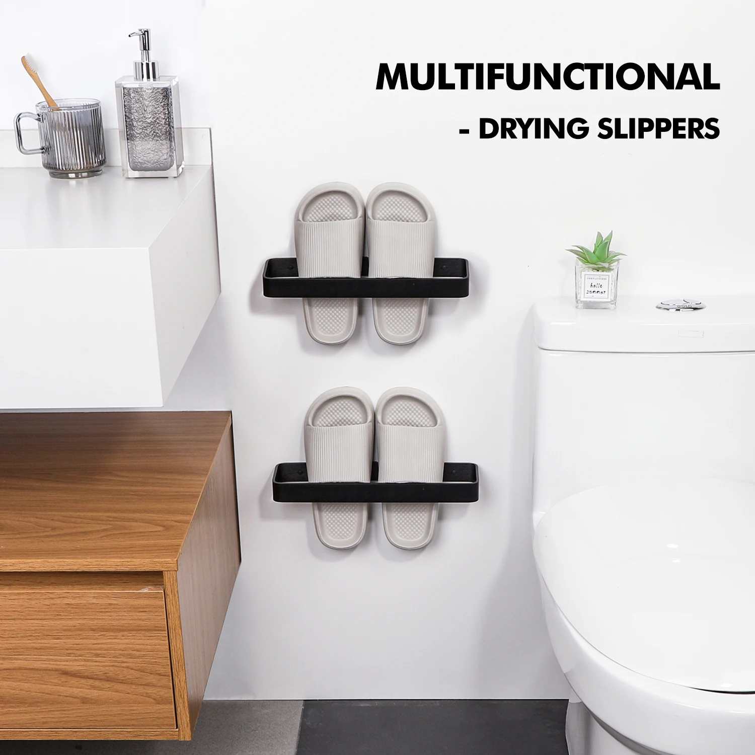 Bathroom Towel Rack Towel Holder 20/30/40CM Black Bar No drill Wall Mount Stainless Steel Kitchen Cabinet Storage