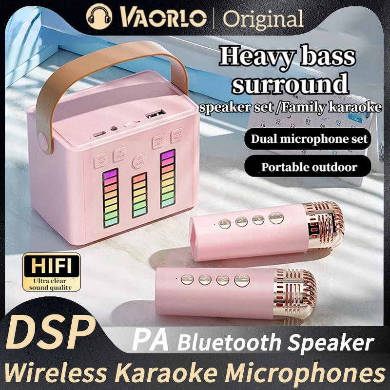 Bluetooth Speaker Computer Speakers Y5 Wireless Microphone Bluetooth Speaker Karaoke Machine Fantasy RGB Lights Effects HIFI Subwoofer KTV DSP Sound System Y3 Y2 Y1