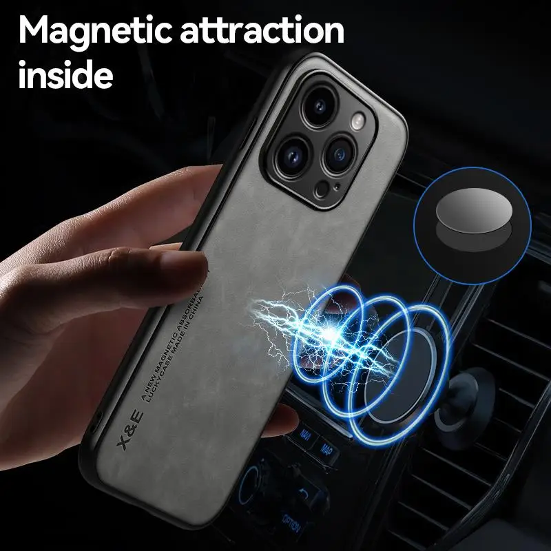 Leather Magnetic Phone Case - Protective Coque Cover