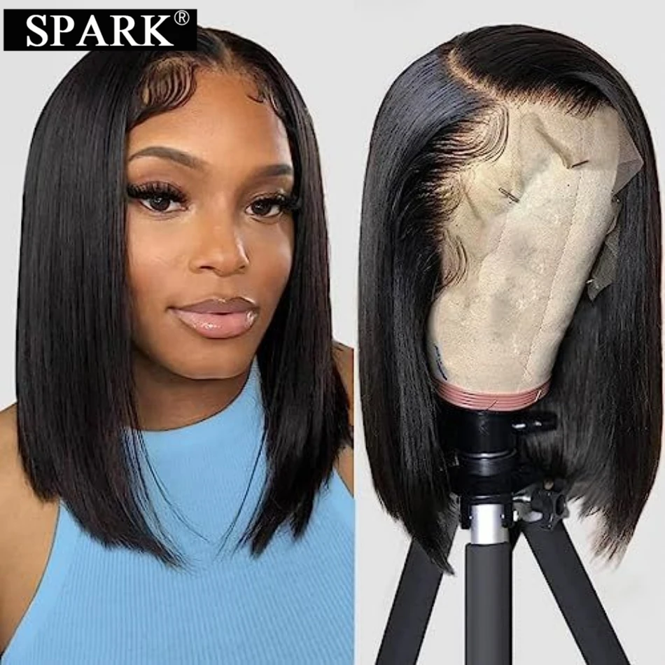 

Wear And Go Glueless Bob Wigs 4x6 Hd Lace Wigs Straight Bob Wigs Preplucked 100% Brazilian Human Hair180% Density 12/14/16 Inch