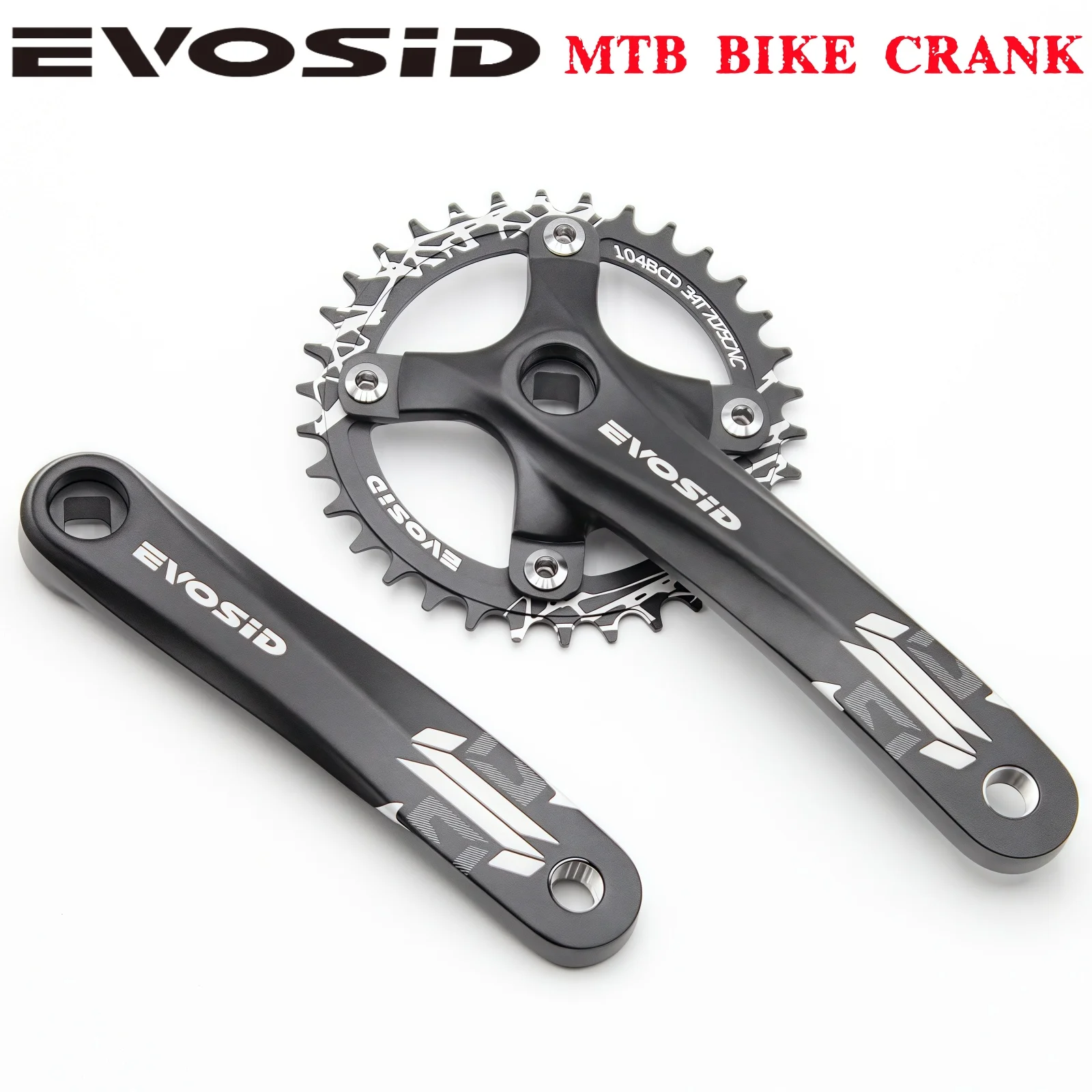 EVOSIDBicycleCrankset104BCDMountainBikeSquareHoleCrankAluminumAlloy170mmMTBBikeCrank8-12SChainring32/34/36/38T-AliExpress18