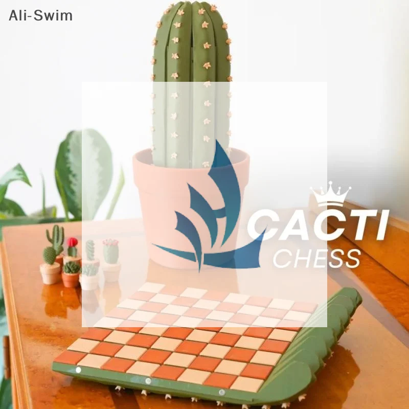 Jeu D'échecs Cactus Enroulable Imprimé 3D – 32 Pièces Uniques, Plateau Magnétique, Rangement Dans Un Pot, Voyage Et Déco