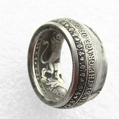 

Монета-кольцо ручной работы UF(10) «heated» 1887, монета с посеребренным покрытием в виде короны Виктория, размеры 8-16