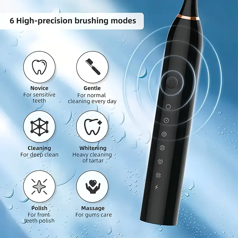 Xiaomi Ultrasonic Toothbrush Six Speed Mode Home Soft Hair USB Charging Waterproof Adult Tooth Cleaner Automatic Couple Set 5