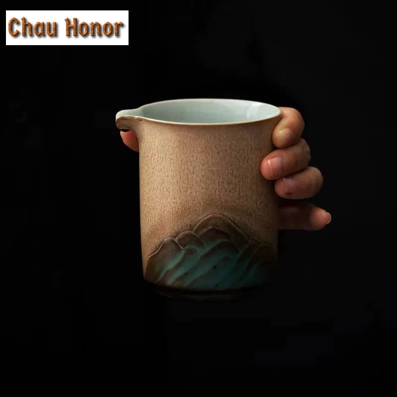 220ml Japanese Coarse Pottery Distant Hills Tea Pitcher Tea Divider Cha Hai Dispenser Justice Cup Puer Fair Mug Cafes Supplies