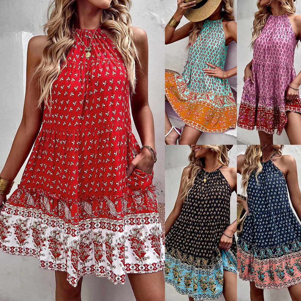 

Summer New Fashion Boho Dress Female Casual Bohemian Dress Women's Clothes Free Shipping
