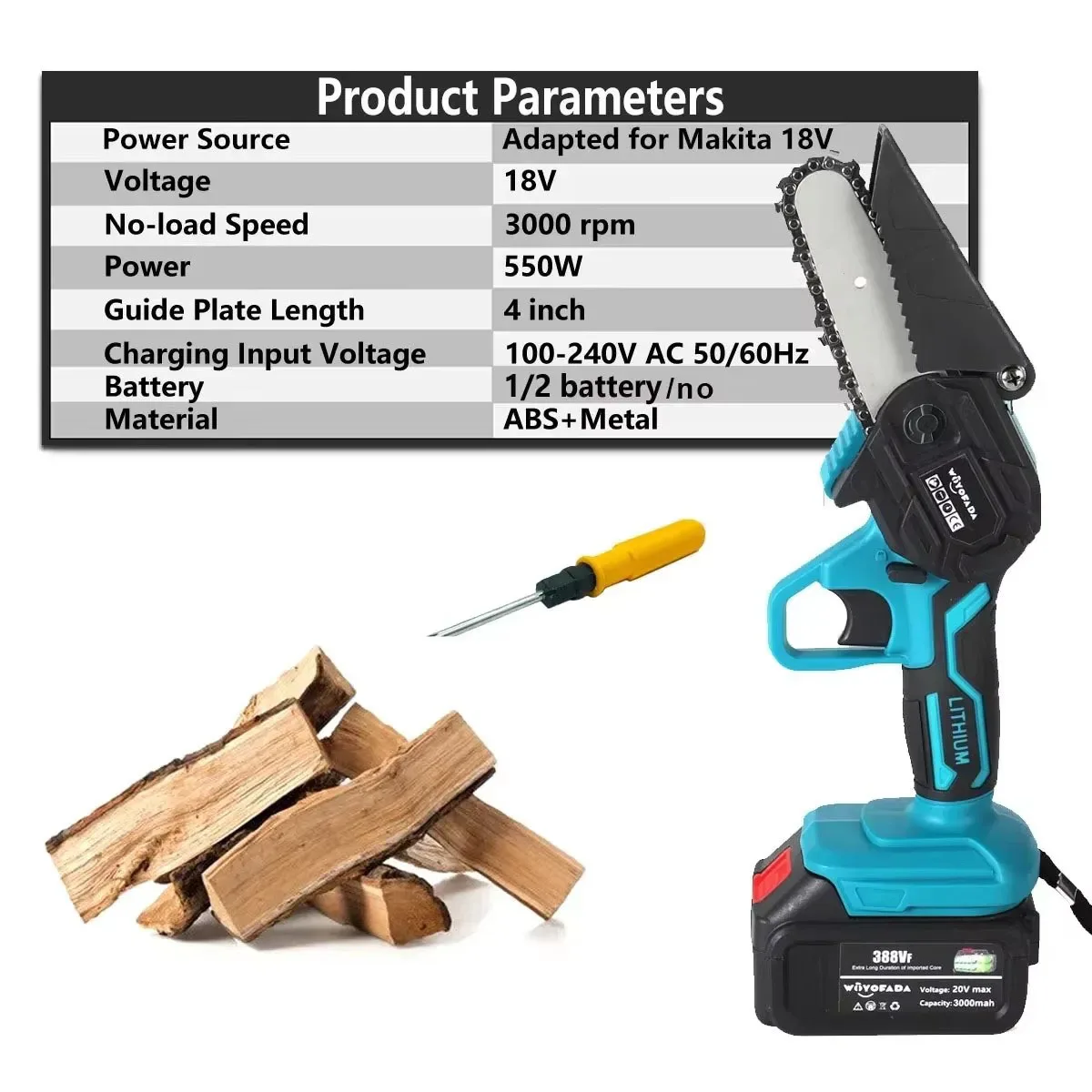 4 Inch Electric Chain Saw For Makita 18V Lithium Ion Battery Mini Cordless Garden Logging Saw Woodworking Cutting Power Tool mini chainsaw electric chainsaw electric saw