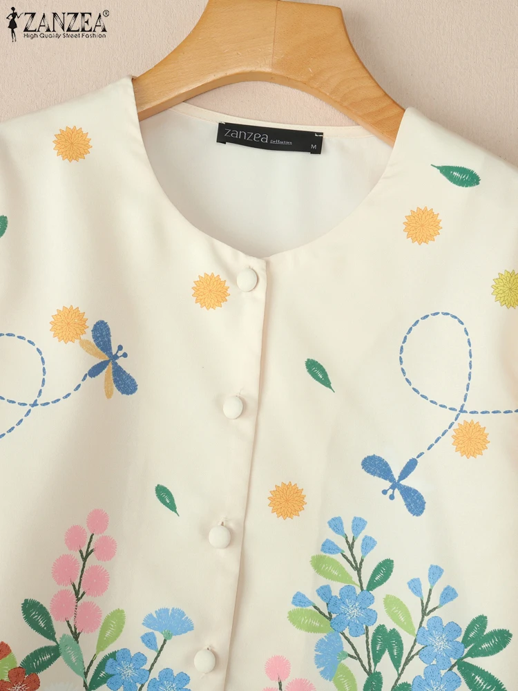 Autumn Floral Print Long Sleeve Blouse for Women